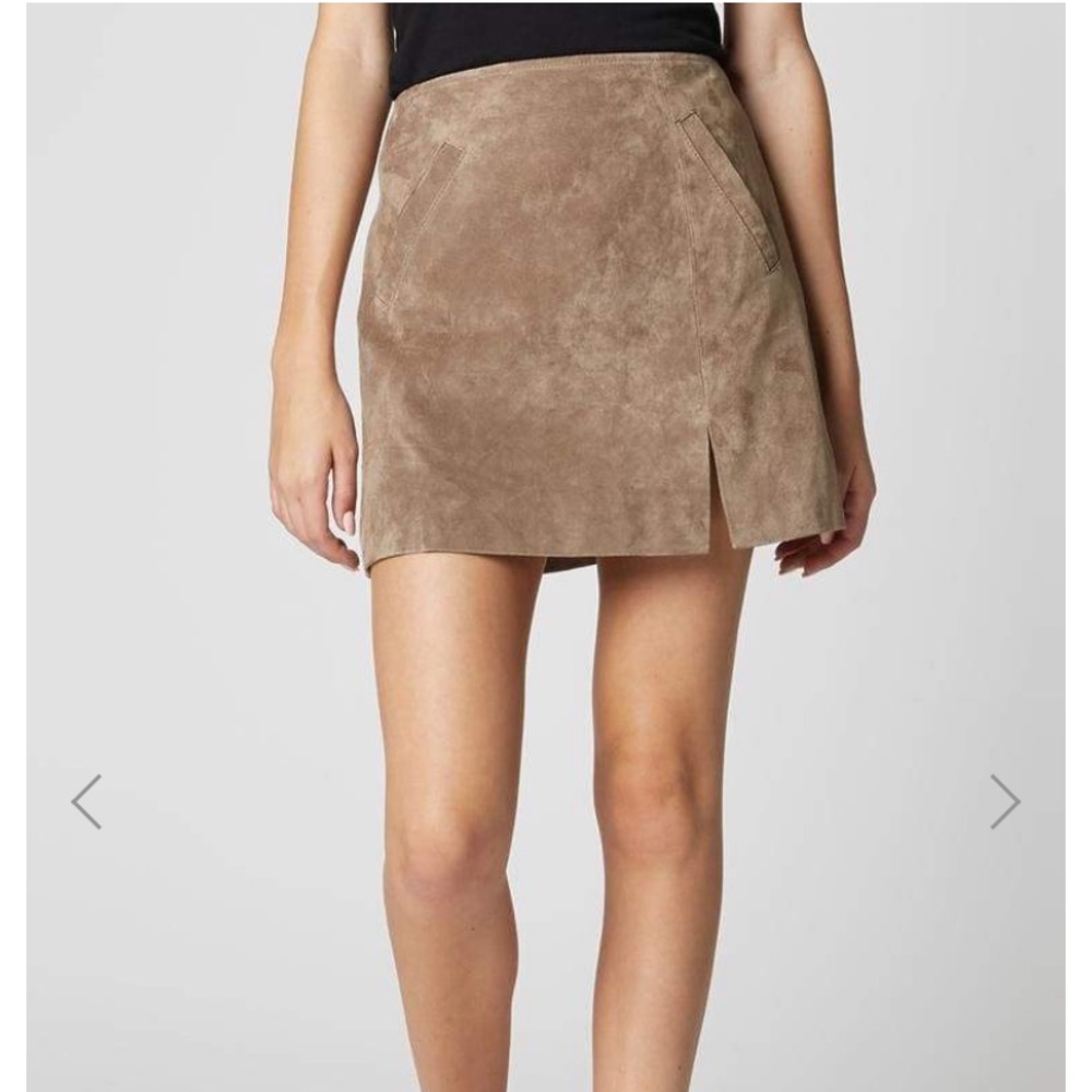 Blank NYC Taupe Real Suede Skirt